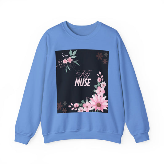 Floral Muse Crewneck Sweatshirt | Cozy Unisex Pullover, Gift for Her, Spring Style, Inspirational Apparel, Perfect for Relaxing