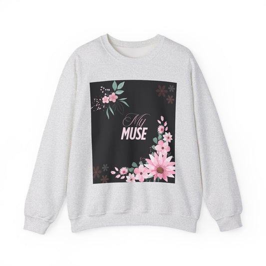 Floral Muse Crewneck Sweatshirt | Cozy Unisex Pullover, Gift for Her, Spring Style, Inspirational Apparel, Perfect for Relaxing