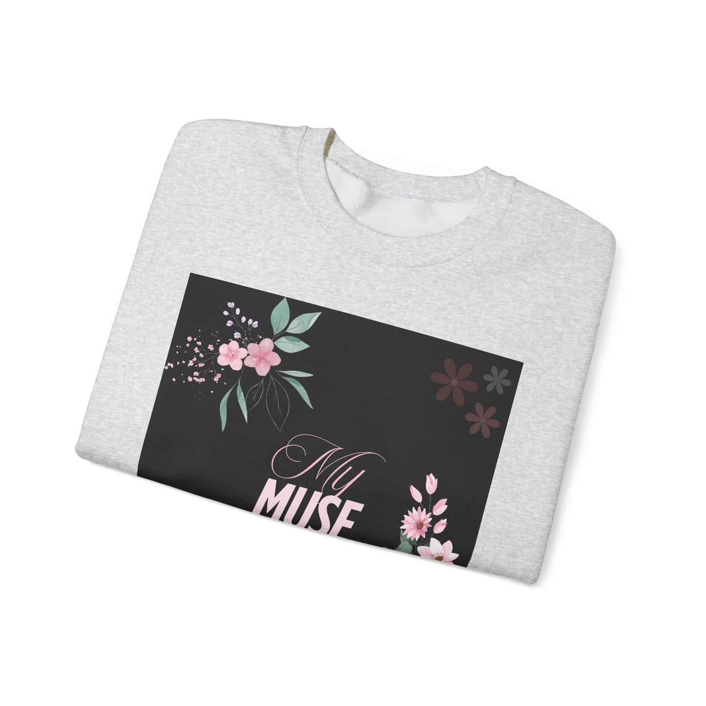 Floral Muse Crewneck Sweatshirt | Cozy Unisex Pullover, Gift for Her, Spring Style, Inspirational Apparel, Perfect for Relaxing
