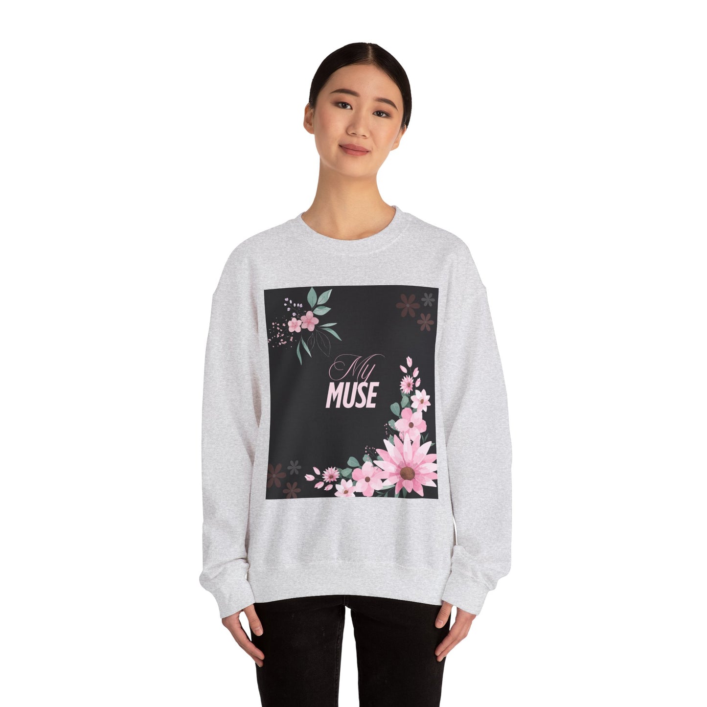 Floral Muse Crewneck Sweatshirt | Cozy Unisex Pullover, Gift for Her, Spring Style, Inspirational Apparel, Perfect for Relaxing