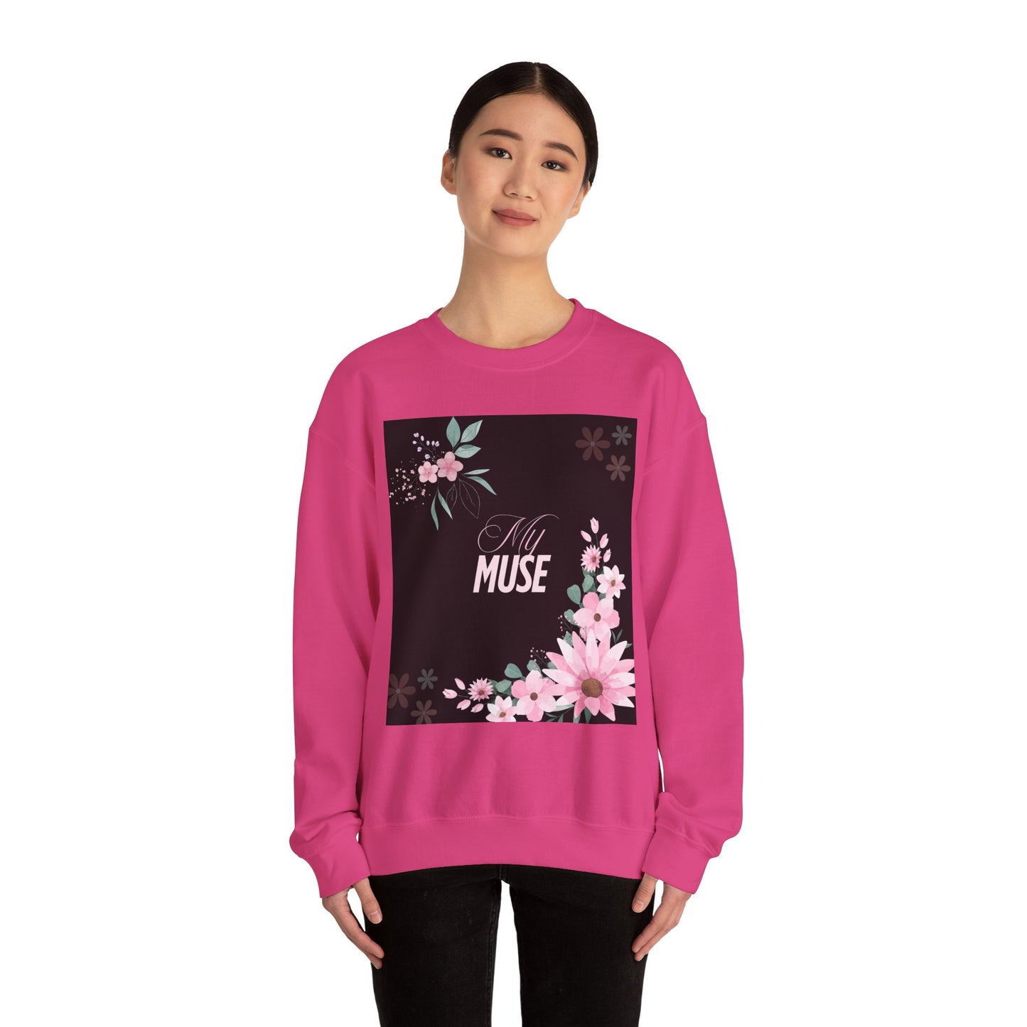 Floral Muse Crewneck Sweatshirt | Cozy Unisex Pullover, Gift for Her, Spring Style, Inspirational Apparel, Perfect for Relaxing