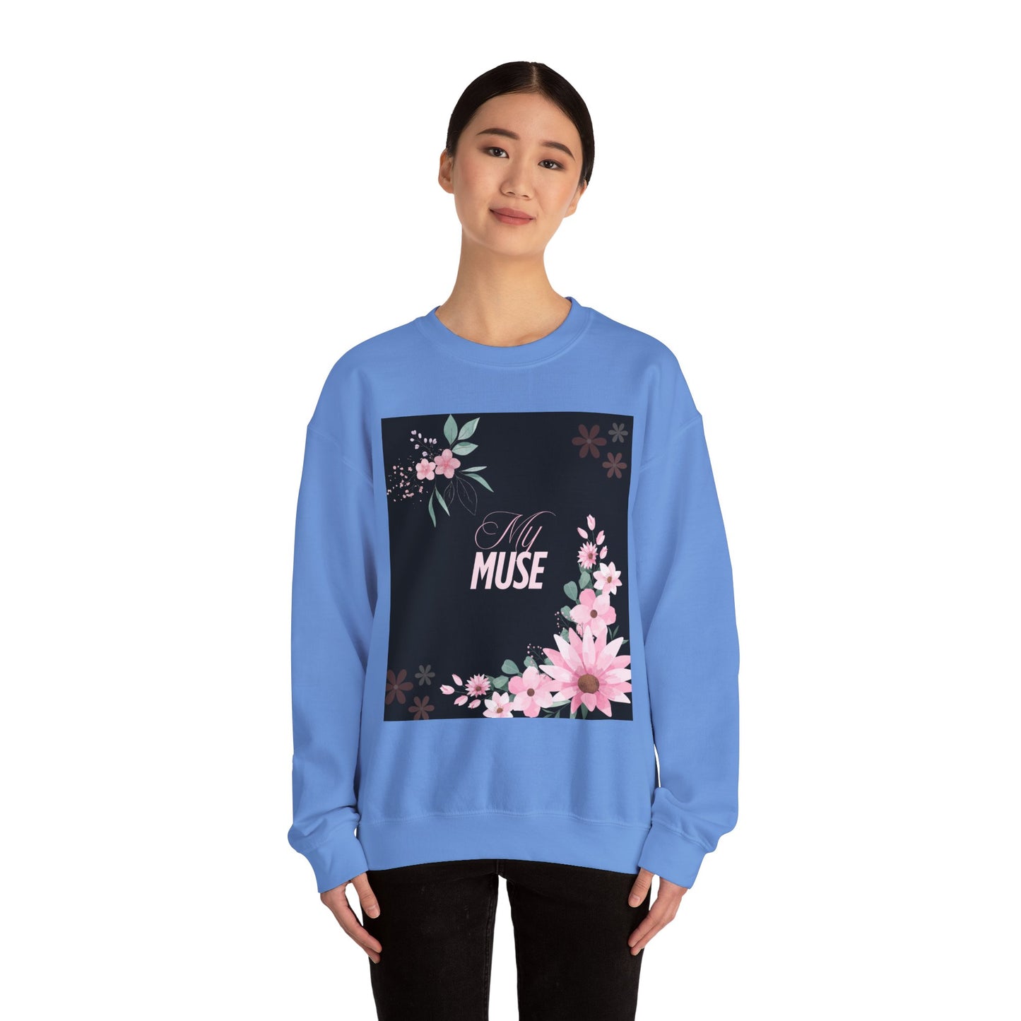 Floral Muse Crewneck Sweatshirt | Cozy Unisex Pullover, Gift for Her, Spring Style, Inspirational Apparel, Perfect for Relaxing